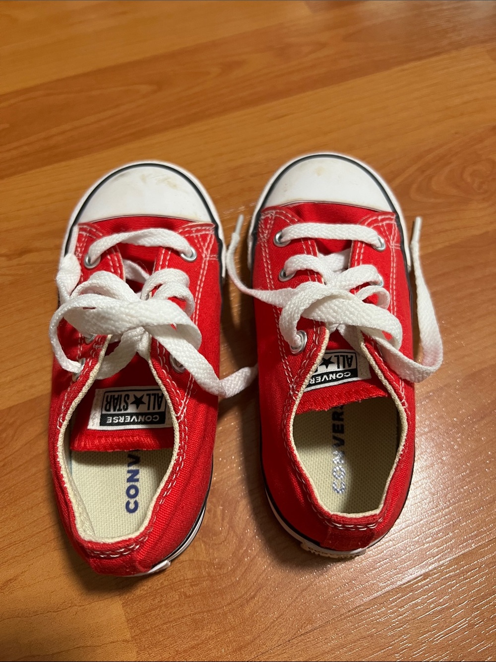 Converse Red Kids Low Top Sneakers with White Laces